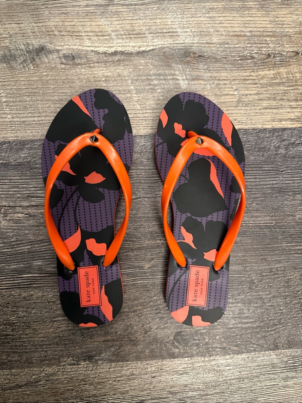 kate spade orange and purple camo flip flops - Picture 2 of 4